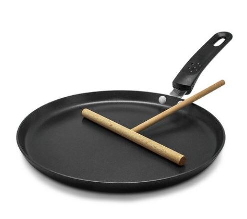 クレープパンケーキIHインダクションフライパン+ウッドスプレッダーセット(25cm)