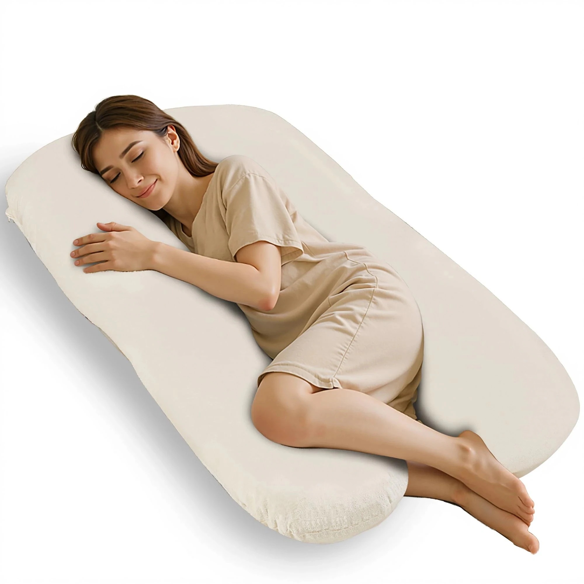 VECELO 抱き枕 U型 腰ラク設計 × 快眠サポート × 体圧分散 約140×70×20cm 本体幅70cm・長さ145cm 充填量2.7kg 腰痛に悩む方に ホワイト