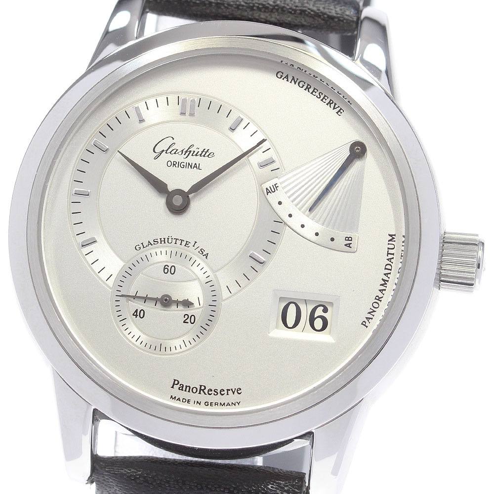 グラスヒュッテ・オリジナル GLASHUTTE ORIGINAL 65-01-02-02-04 パノリザーブ デイト 手巻き メンズ 美品 _860905【中古】