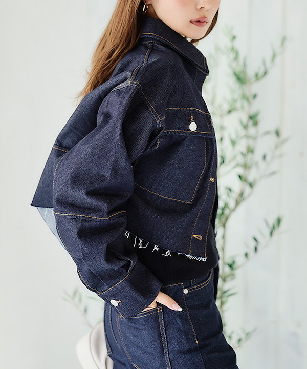 Qoo10 GROWING RICH カットオフデニムジャケット ショート ボ