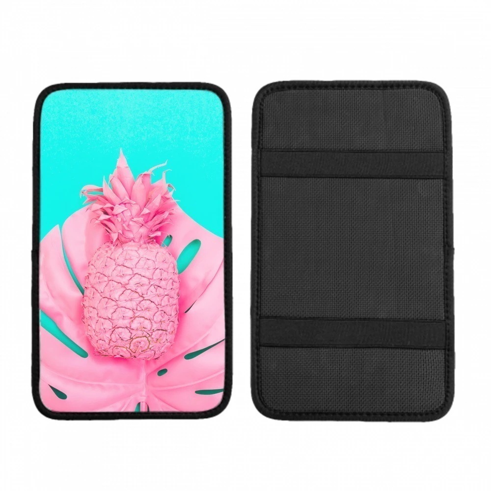 車の手すりボックスクッション 塗装-ピンク-パイナップル-オン-トロピカル-パーム ほこりや傷から耐久性と通気性