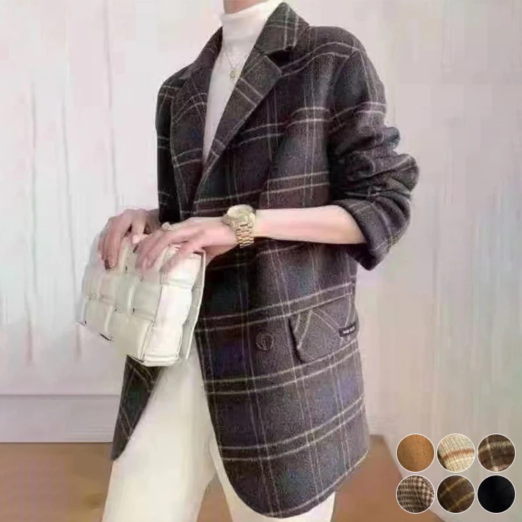 緊急SALE!2点購入で1OO円オフ チェック柄 通勤 コート 冬 上品 ジャケット チェックジャケット アウター エレガント おしゃれ ゆったり 秋 レディース 厚手 柄 レトロ 秋冬