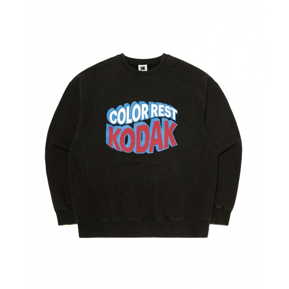 コダックカラーレストスノーアッシュ起毛スウェットシャツブラック