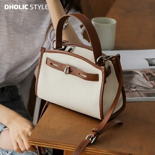 [メガ割りSALE]ストラップ付スクエアバイカラーバッグ・p407263