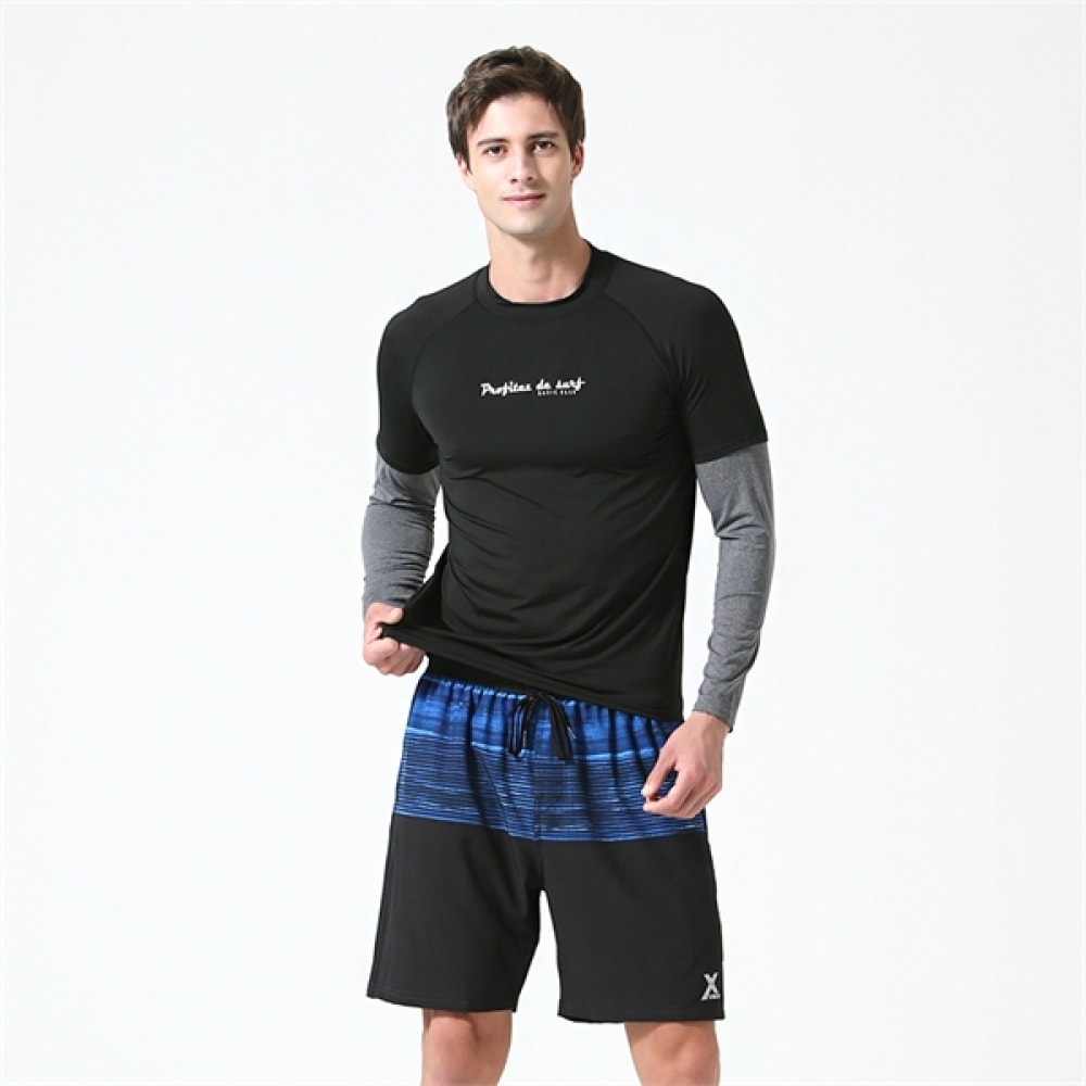 (ベーシックエル) ベーシックエルメンズルーズフィットラッシュガードセットサーフィンウェアリゾートルック BEM-S909K+BEM-S910K