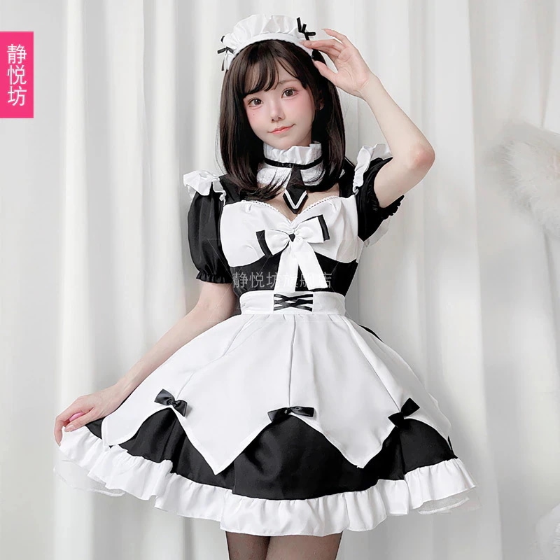 キャットウーマン白黒メイド服日本のアニメコスプレロリコスメイド制服セクシーなメイドプリンセスドレス
