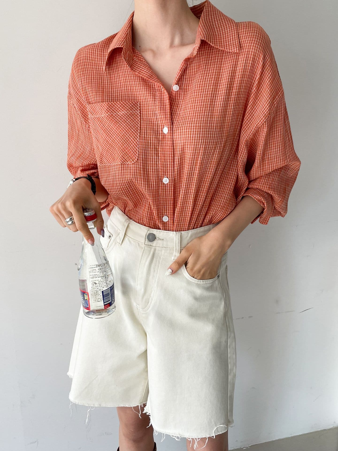 韓国 [WWW] チェッククラップシャツ