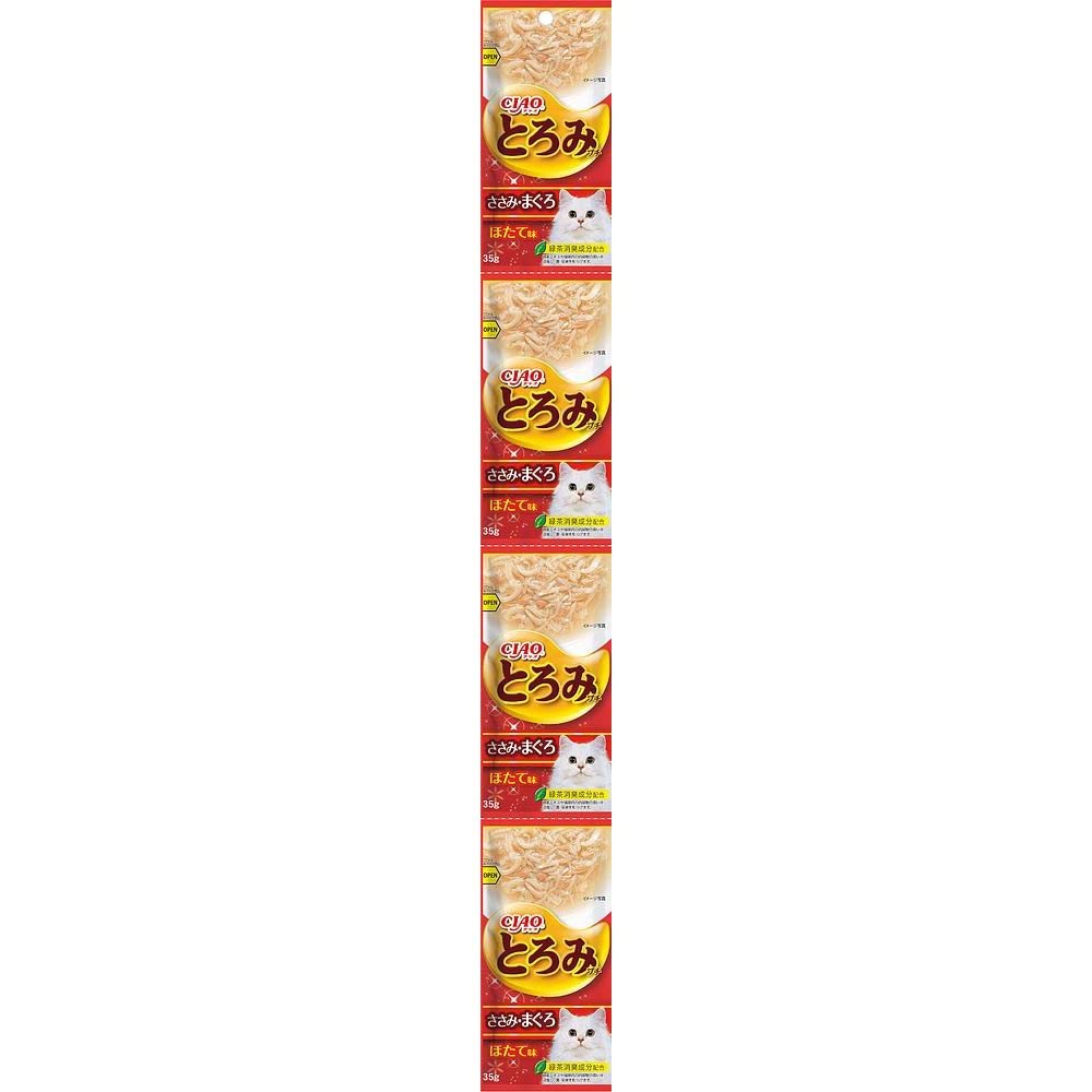 （まとめ買い）いなばペットフード CIAO とろみプチ ささみ・まぐろ ほたて味 35g×4連パック 猫用フード 【×12】