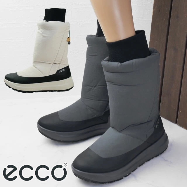 エコー ソレイス ウインターブーツ 滑りにくい レディース 防水 スノーブーツ 雪靴 ウォータープルーフ ハーフブーツ 冬底 防寒 420203 50839 ブラック/マグネット 黒 50472 ブラ