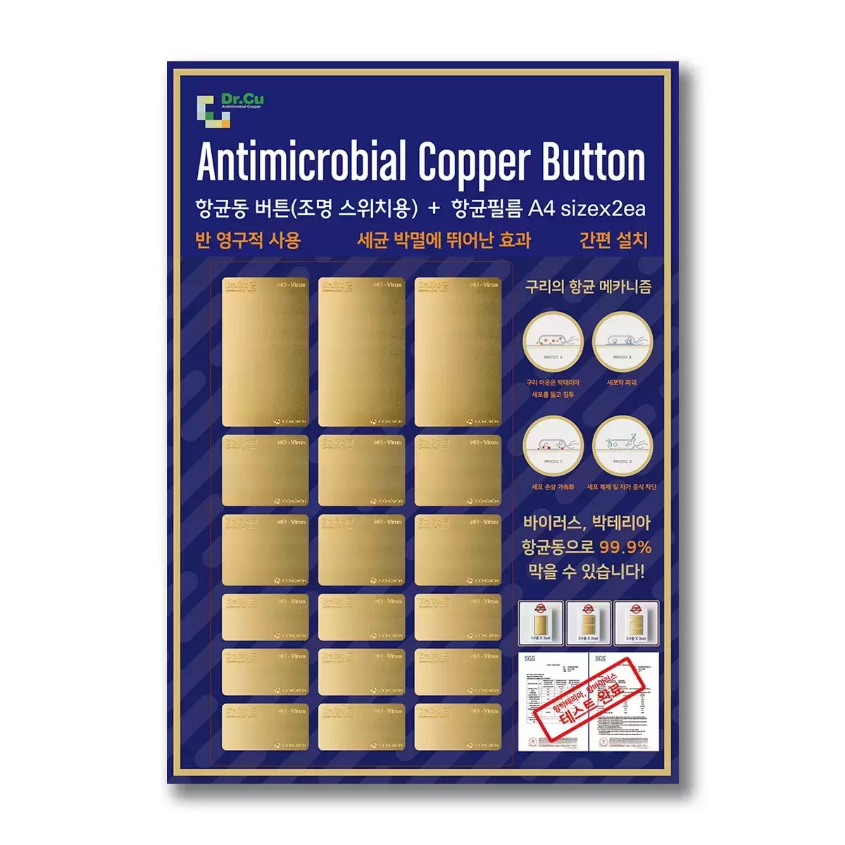 韓国文化-DR.CU抗菌スイッチフィルムセット 半永久的使用 細菌 ウイルス バクテリア撲滅 簡単設置-KOREA