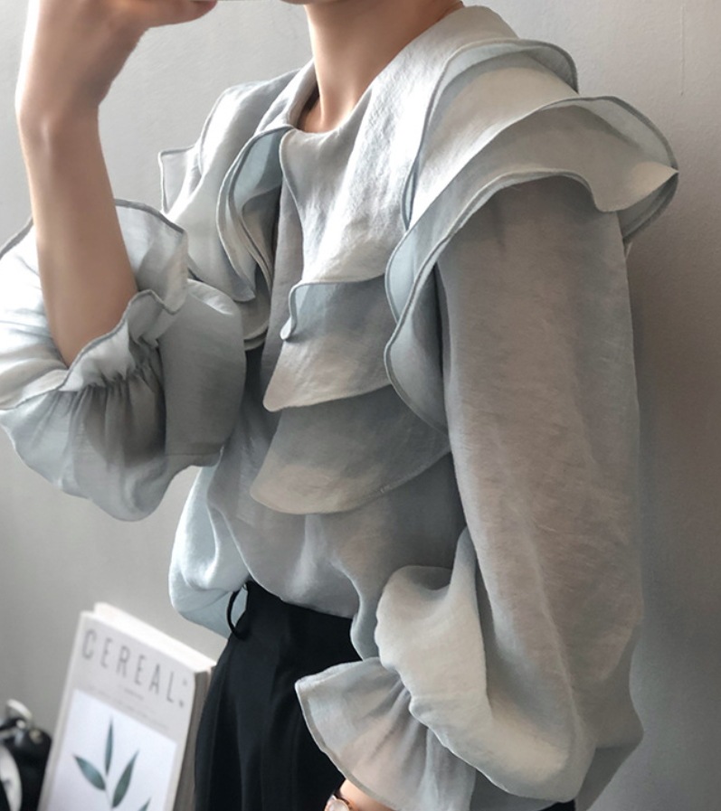 トップス デート モテアイテム シャツ ブラウス 長袖 フリル 透け感 シースルー 薄手 コットン 可愛い きれいめ 上品 おしゃれ かっこいい 可愛い ラブリー キュート ガーリー クール