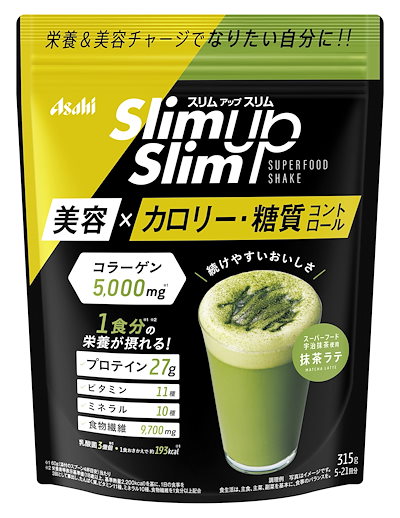 他サイト： アサヒグループ食品　Slimup Slim（スリムアップスリム） 酵素+スーパーフード 抹茶ラテ 315g 美容・ダイエットの商品画像