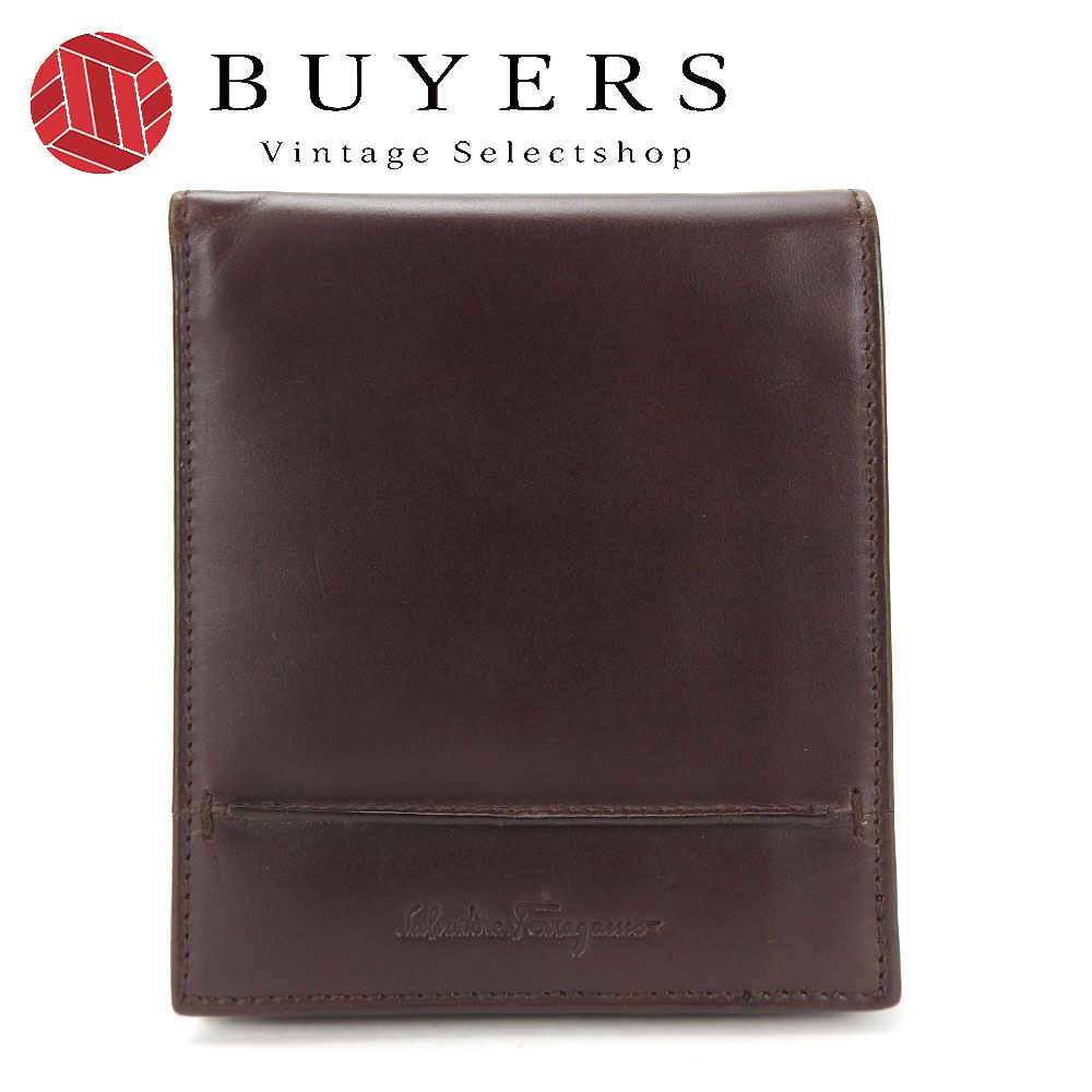 中古 二つ折り財布 IY-220206 レザー ブラウン ブラウン ロゴ シンプル メンズ 男性