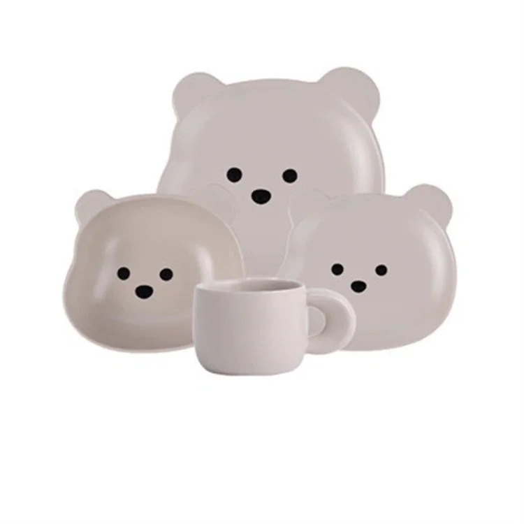 スタイル セラミックボウル ベアの形状 朝食プレート 食器 デザートプレート ディスク セット ホーム サラダ ライスボウル クリエイティブ 漫画 野菜料理