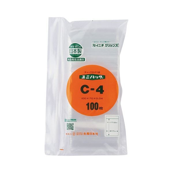 （まとめ）セイニチ ユニパック チャック付 70x100x0.04mm C-4 100枚[x10] 5,477円