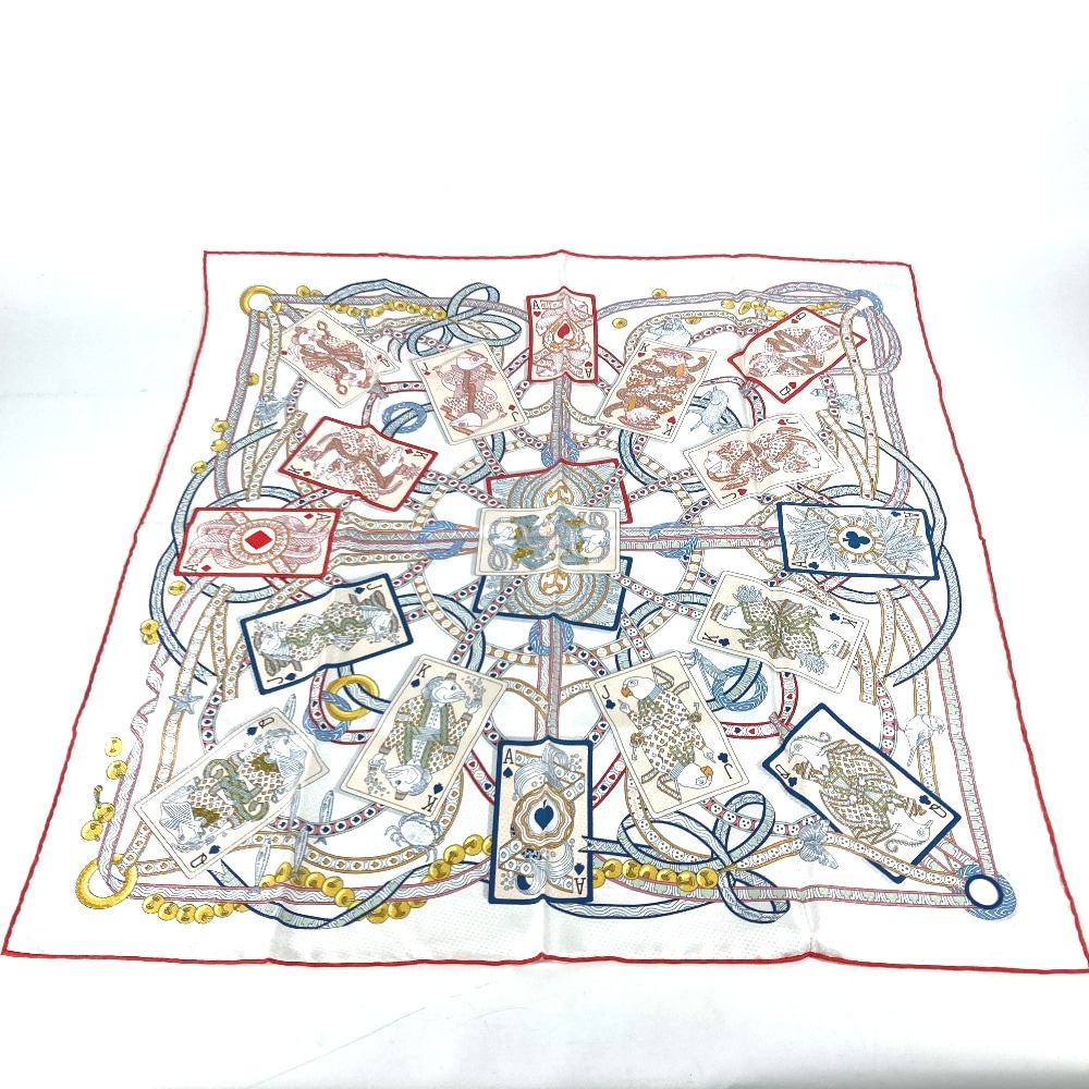 スカーフ PIQUE DAME DE COEUR ピケ ハートのクイーン カレ70 シルク ホワイト