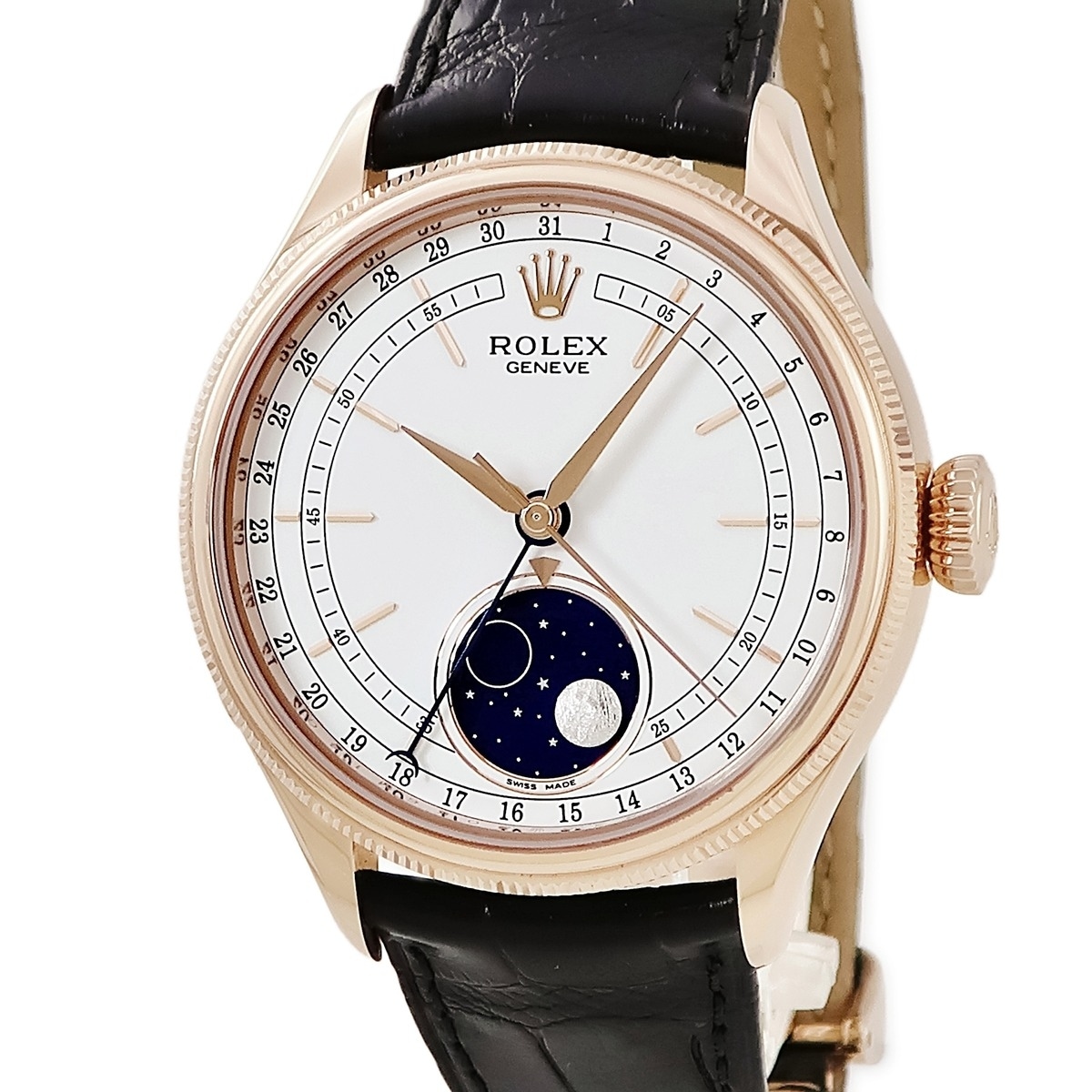 チェリーニ ムーンフェイズ 50535 ランダム番 自動巻き メンズ ランダム番 K18RG無垢 ホワイト バー ポインターデイト 3年保証