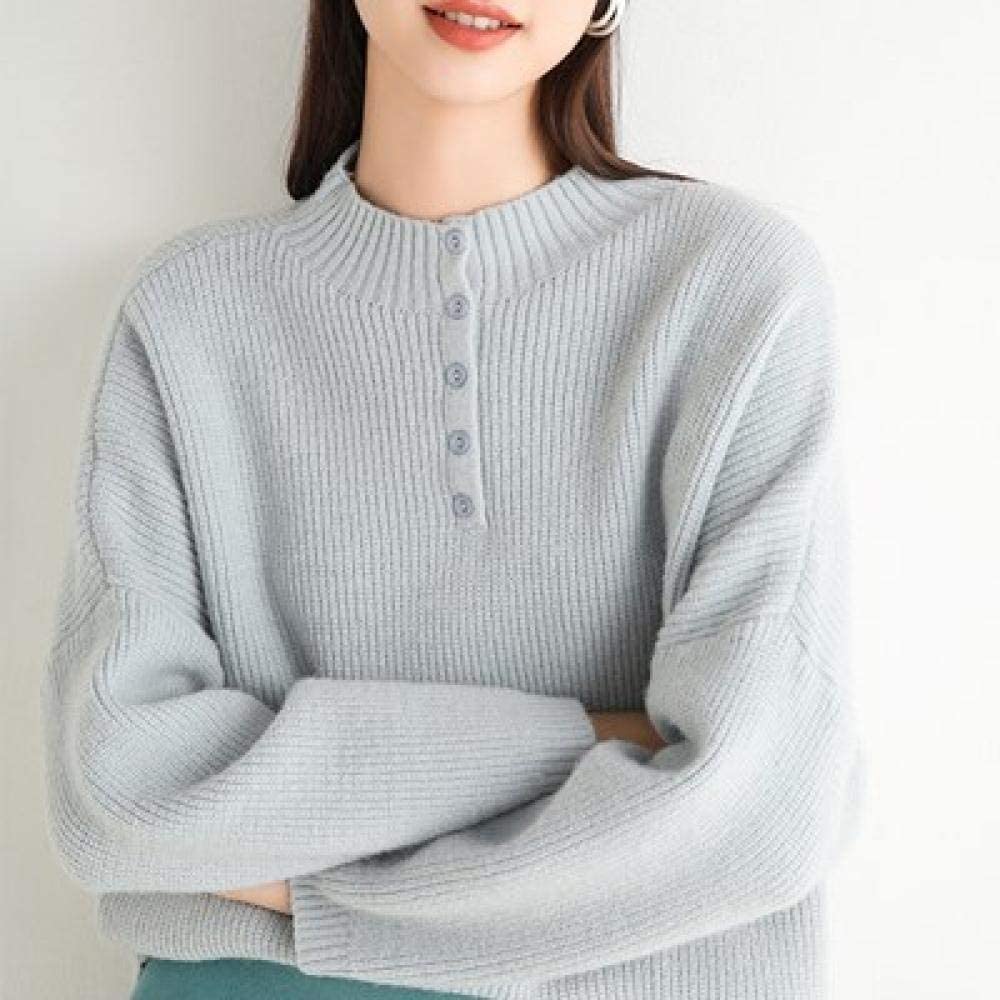 厚いハーフハイネックプルオーバー緩いカジュアルセーター女性S長袖の暖かい怠惰なスタイルの外側のセー