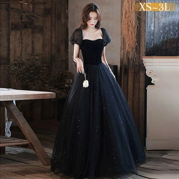 ドレス 大人 ピアノ 発表会 ロングドレス 演奏会 結婚式 母親 ドレス ピアノ発表会 黒 袖付き ワンピース 半袖 演奏会ドレス 演奏会用ドレス パーティードレス イブニングドレス ロング丈 ミモレ