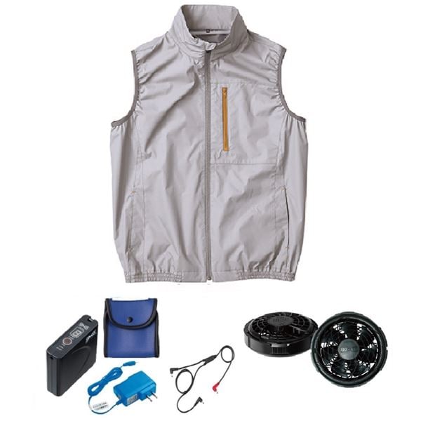 KU92140 空調服 ポリ製 遮熱 立襟 ベスト FAN2300B/LISUPER1 シルバー4L