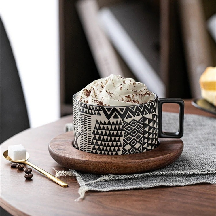 レトロ コーヒーカップ カップ＆ソーサー セット 洗練された セラミック マグカップ