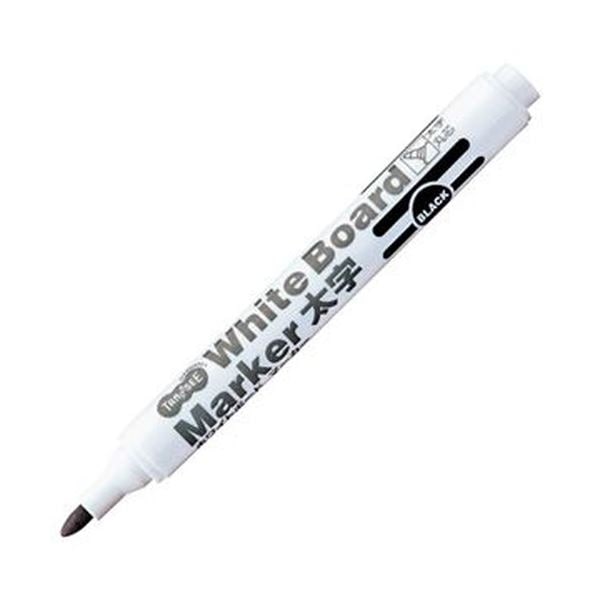 （まとめ）TANOSEE ホワイトボードマーカー太字 丸芯 黒 1セット（12本）[x20セット]