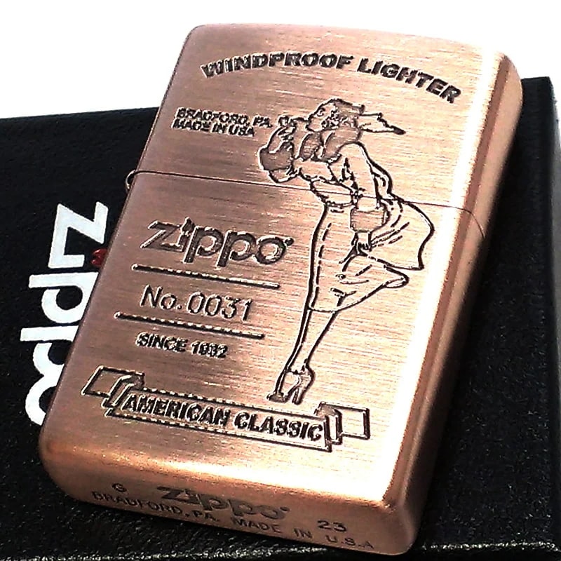 ZIPPO ウィンディー アメリカン クラシック ジッポ ライター 限定 シリアルナンバー 彫刻 銅古美 ロゴ かわいい お洒落 American classic カッパー Windy レトロ おしゃ