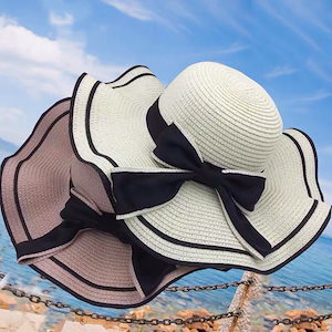 夏新作レディー蝶結び 麦わら帽子ビーチビーチツアーして日よけを遮って休暇を過ごします日焼け止め帽