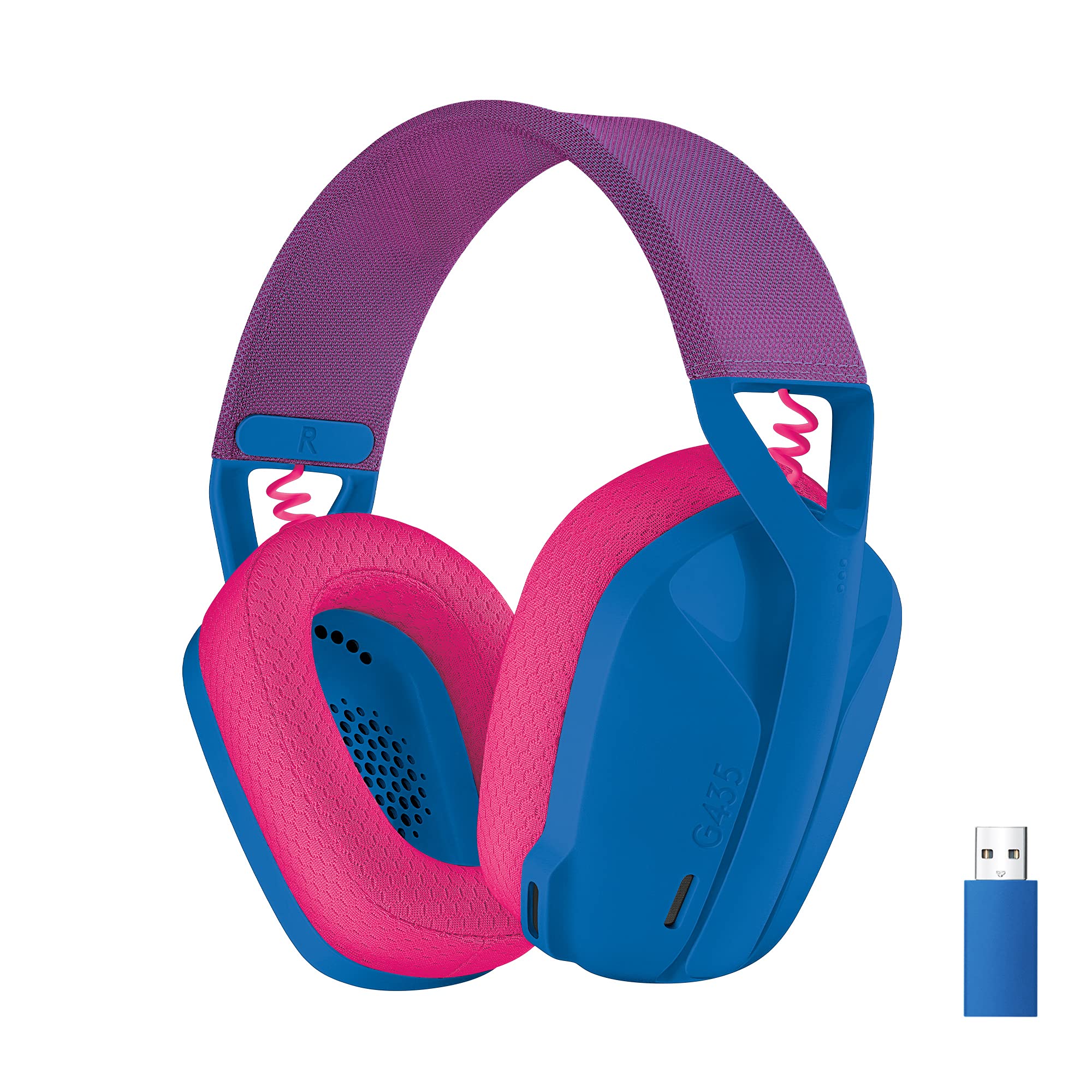 Logicool G ゲーミングヘッドセット G435 ワイヤレス ヘッドセット LIGHTSPEED ＆ Bluetooth 軽量 165g 内蔵マイク 18時間連続使用 USB ドングル Dolb