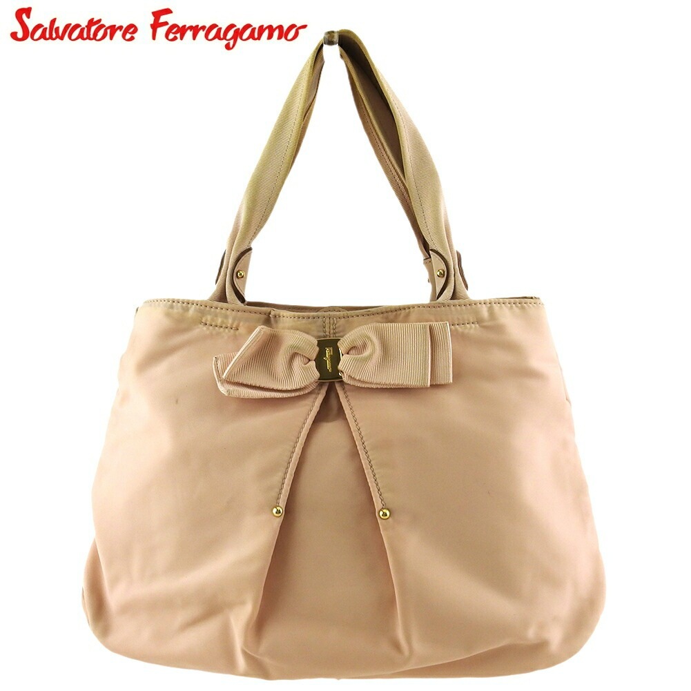 トートバッグ トート ハンドバッグ ヴァラリボン レディース ピンク ゴールド 中古