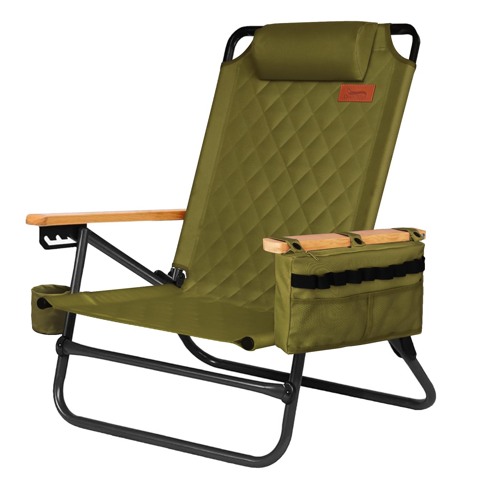 DesertFox キャンプチェア リクライニングチェア アウトドアチェ 背もたれ角度4段階調節 ローチェア クーラーボックス付き 折りたたみ 軽量【耐荷重150kg】イス 椅子お釣り 登山 携帯便利 6,964円