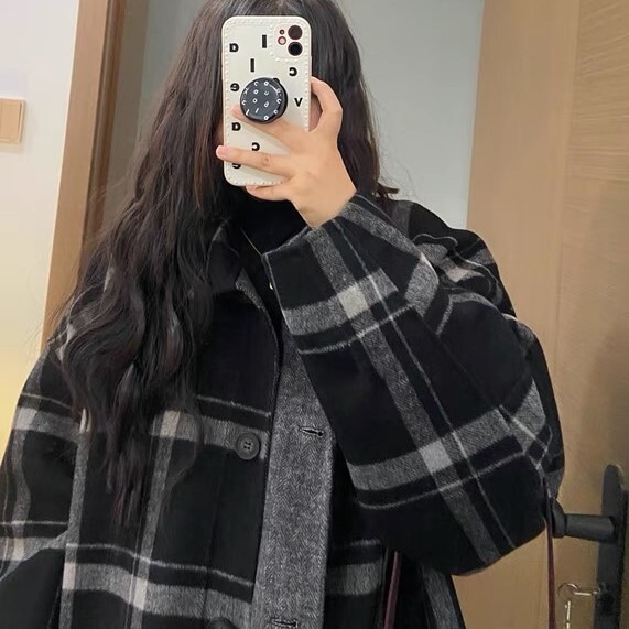 チェックコート ブラック アウター コート ブルゾン ジャケット スリム 細身 ストレート スマート