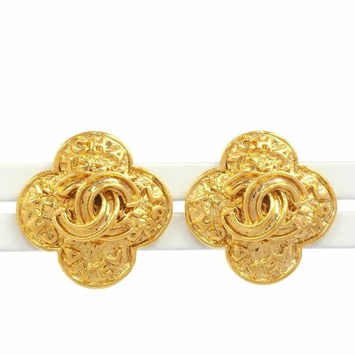 【美品】シャネル ココマーク ロゴ クローバーモチーフ クリップタイプ 【イヤリング】