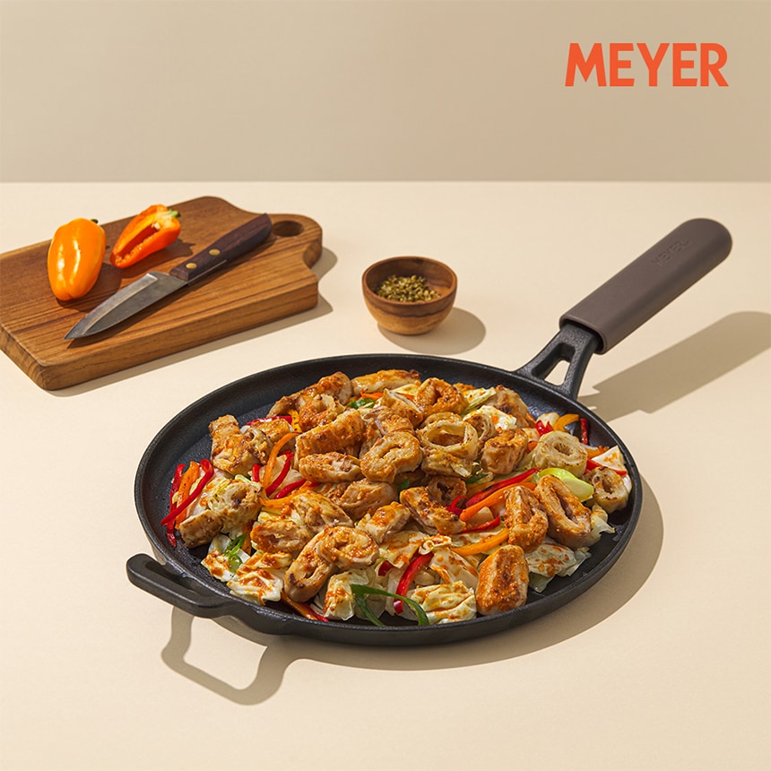 鋳鉄製プレシーズニング加工ノンスティックグリドルパン（28cm）無毒ブラック