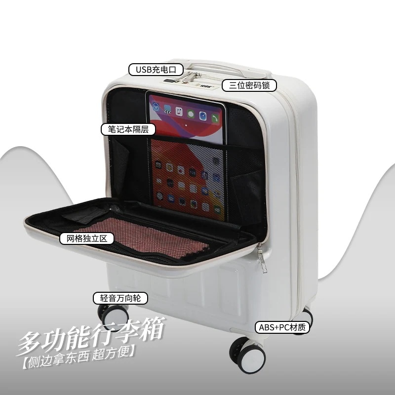 バッグキャリーバッグ20インチデングケース前置き開口スーツケース女性小型軽量多機能充電式キャリーケース暗号箱 【急速出荷】