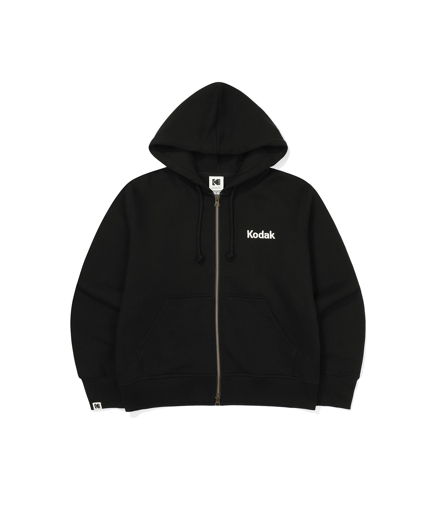 コダックロゴ起毛フーディージップアップ女性用ブラック