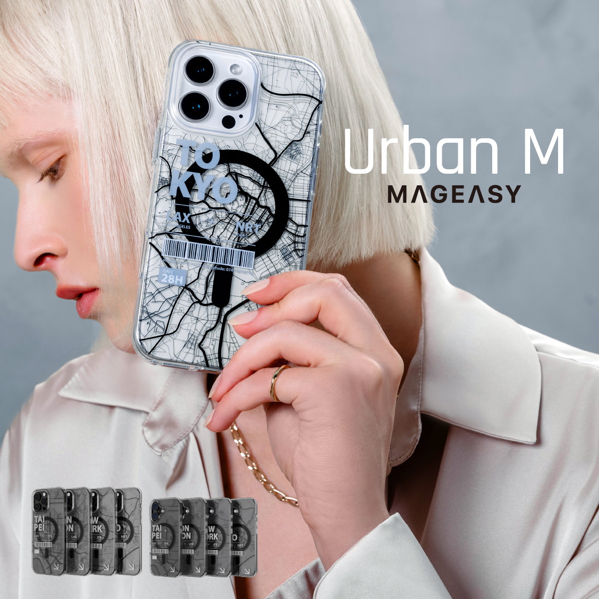 iPhone 16 Plus 対応 ケース MagSafe 対応 クリア オシャレ イラスト 地図 柄 耐衝撃 スマホケース おしゃれ かわいい マグセーフ スマホカバー Urban M