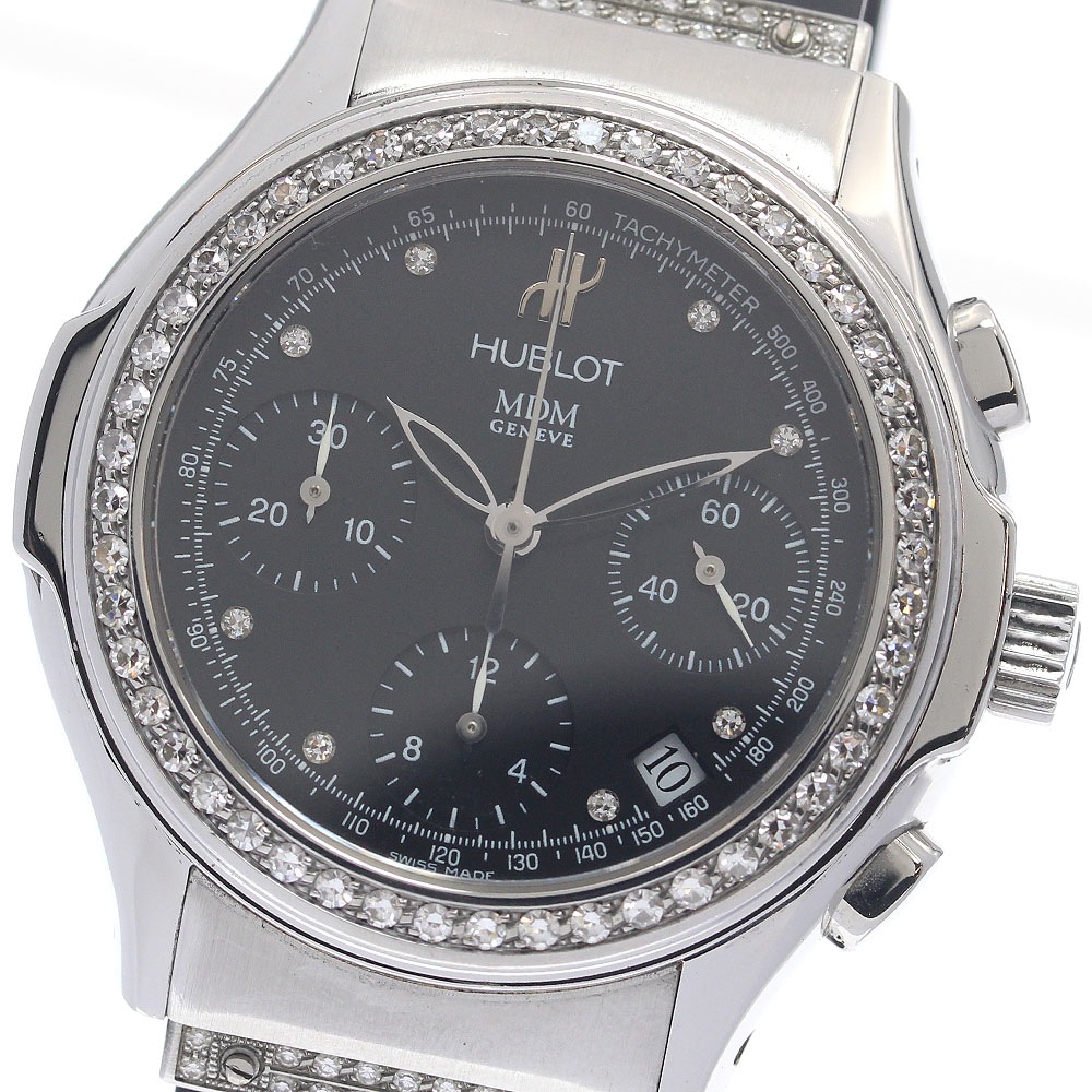 ベルト訳あり ウブロ HUBLOT 1810.1.054 エレガント MDM 8Pダイヤ ダイヤベゼル 自動巻き メンズ _957520【中古】