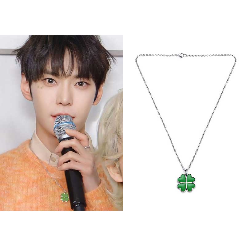 [NCTドヨンチョンロ着用]グリーンクローバーのネックレス/韓国ファッション/韓国ファッションスタイル/韓国ストリートファッション/SNSで人気/韓国の人気ブランド