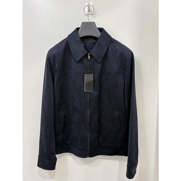 男性スタンカラースエードスエードダークネイビーのトラッカーライダーズジャケット航空ジップアップジャンパー