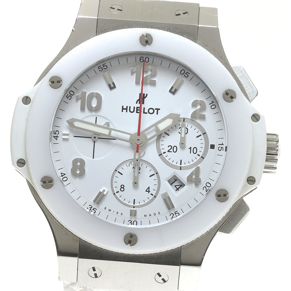 ウブロ HUBLOT 301.SE.230.RW ビッグバン スチールホワイト クロノグラフ 自動巻き メンズ 保証書付き_846529【中古】