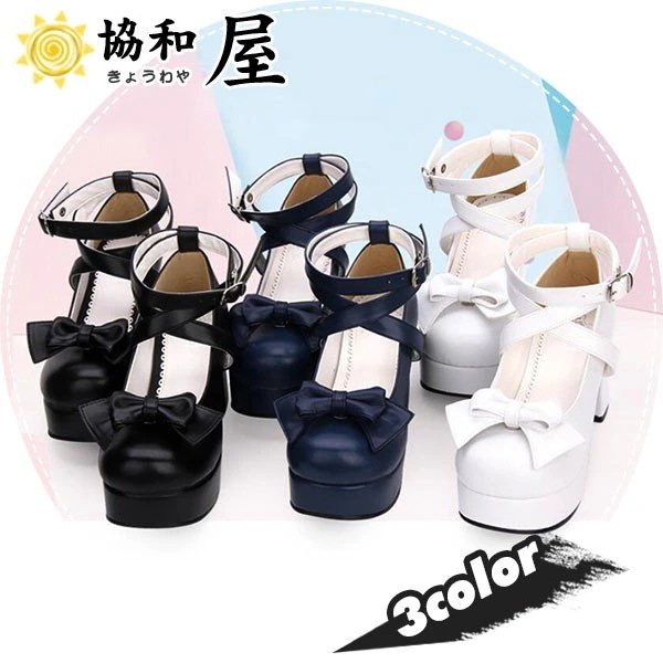 靴 レディースシューズ パンプス ロリータ靴 太ヒール お嬢様 履きやすい 可愛い おしゃれ 厚底