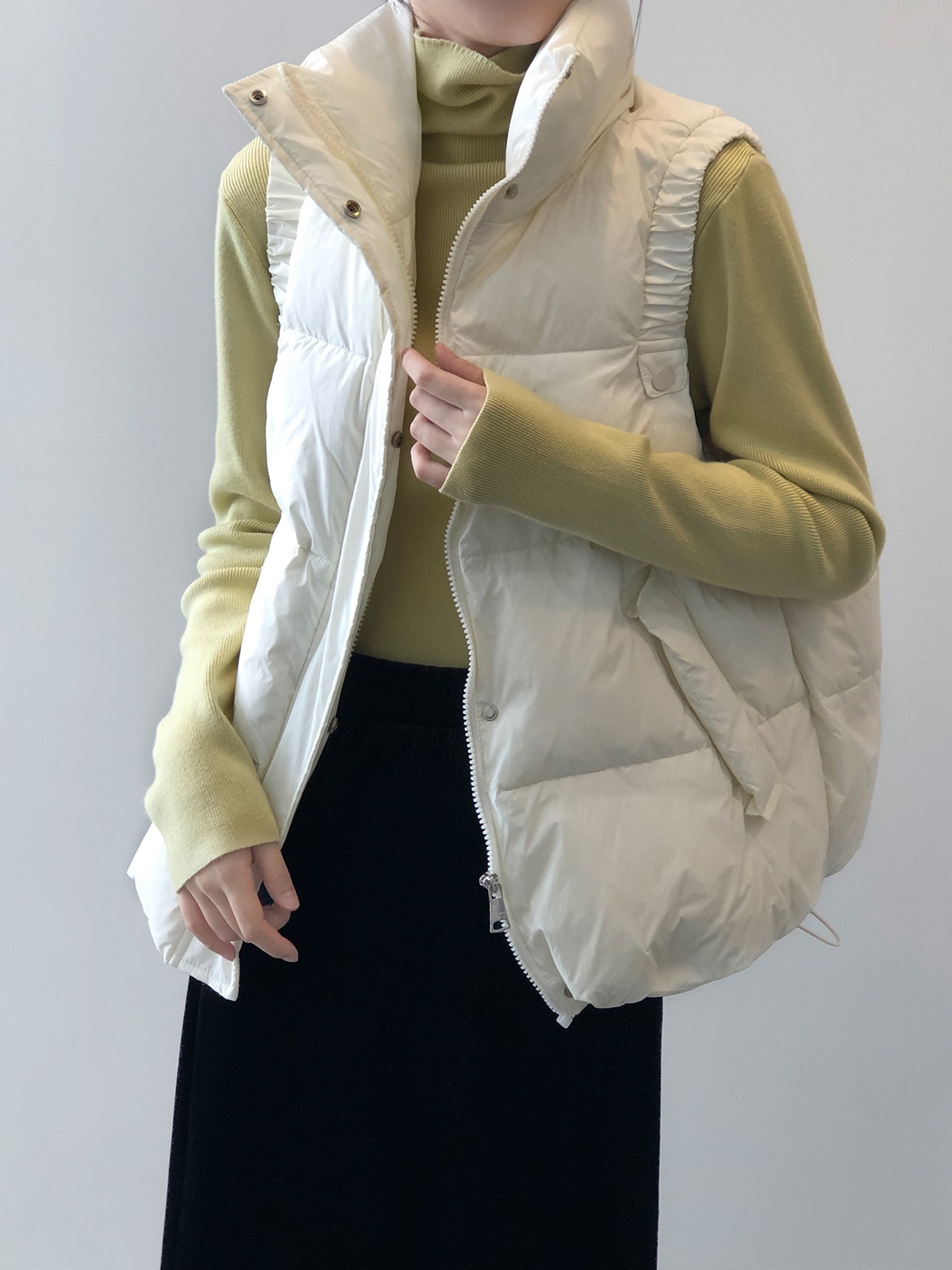 韓国ファッション ビッグシルエットファイバーダウンベスト