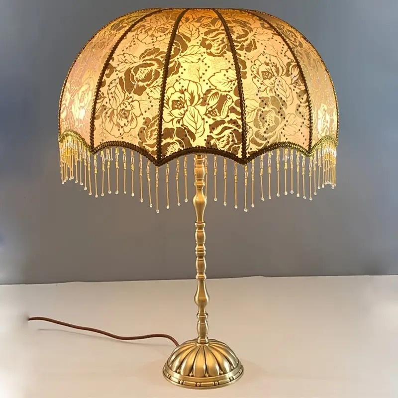ランプシェード ヨーロピアンスタイル ヴィンテージ調 傘 デスクランプ フロアランプ サテン仕上げ ファブリック クラシック アンティーク調 エレガント 4-7