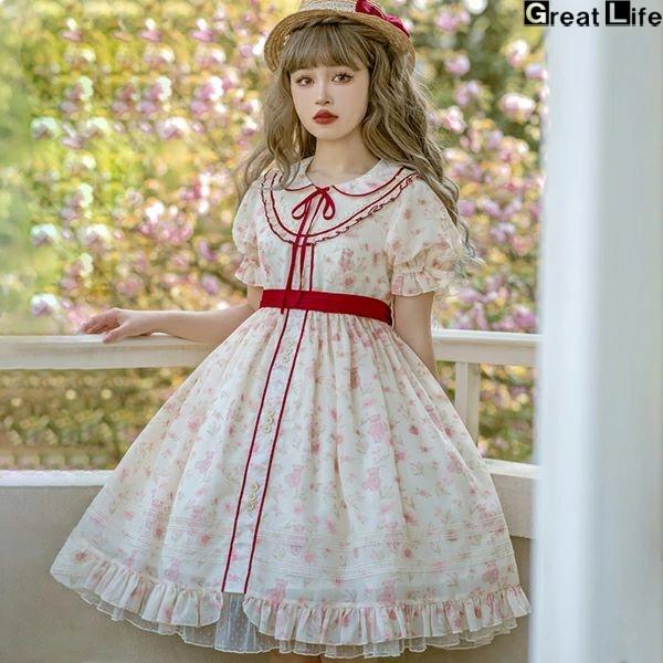 ロリータ ロリィタ ワンピース 紺色 ロリータファッション ロリィタファッション 半袖 クラシカル ゴシック 大人 ふわふわ レース レディース ハロウイン 仮装