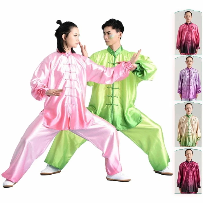 【急速出荷早割SALE】太極拳衣装 太極拳専用服 全6色 長袖 上下セット グラデーション メンズ レディース 男女兼用 太極拳服 太極拳パンツ 舞台衣装 団体服 中国風 試合選択太極拳 武術 カンフ