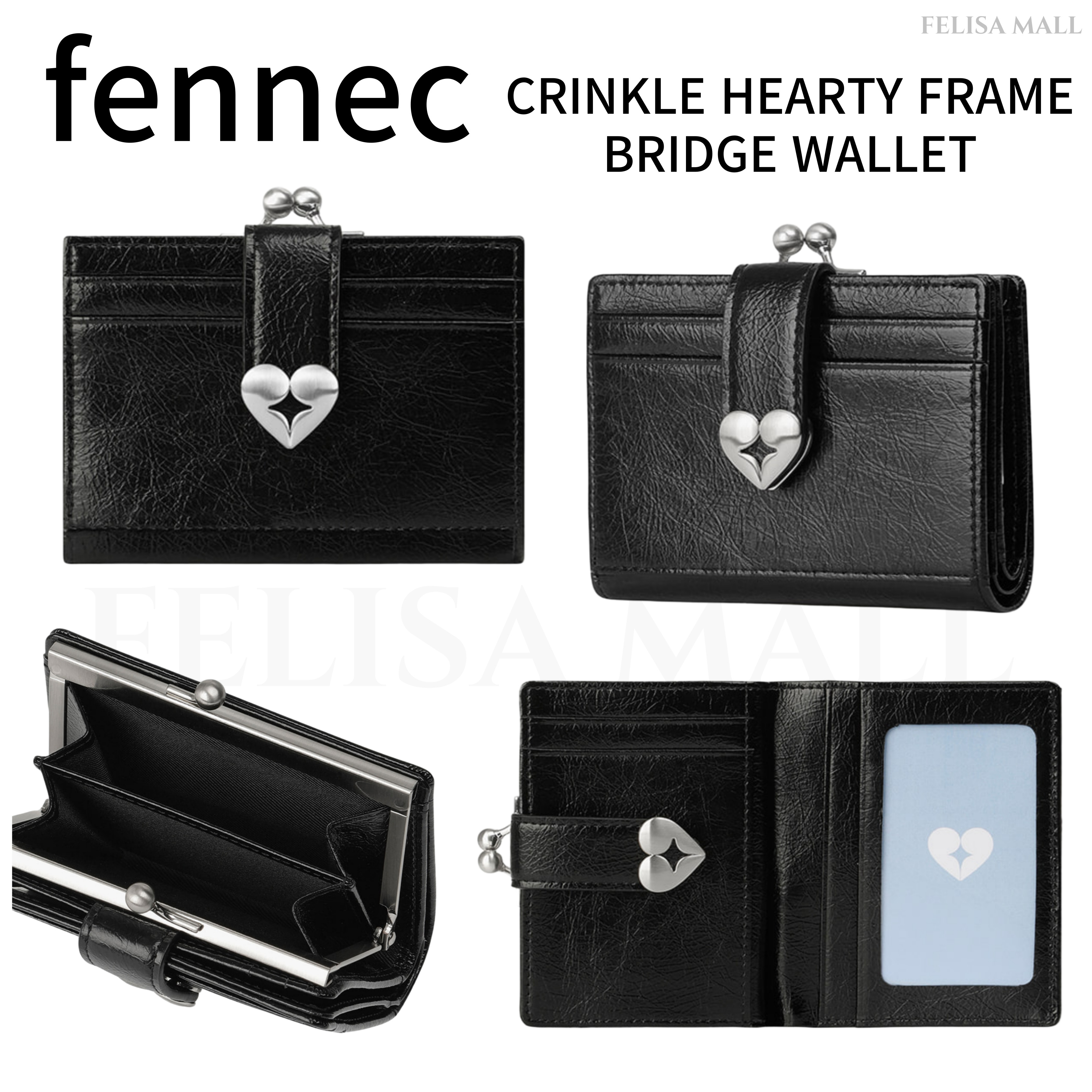 [FENNEC] CRINKLE HEARTY FRAME BRIDGE WALLET 韓国人気 韓国財布