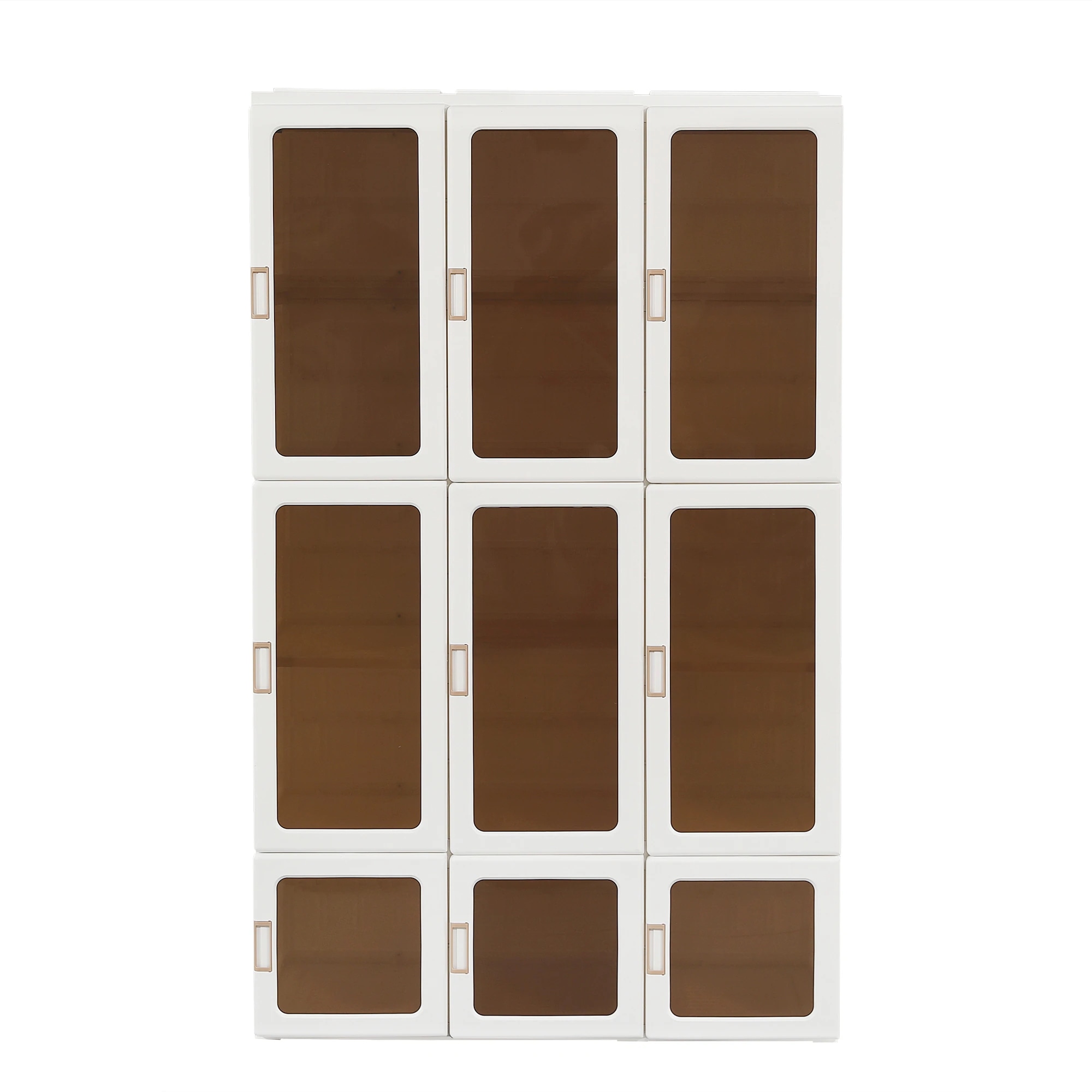 【即日発送　送.料.無.料】【幅104*高さ170cm茶色透明扉】ワードローブ クローゼット 一体折りたたみ式 収納 扉付き 洋服ダンス ハンガーラック 簡単組立 大容量 衣類 雑物 防塵 省スペース