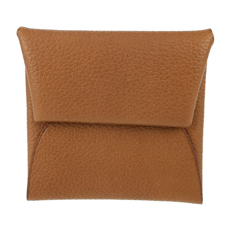 美品 HERMES エルメス バスティア コインケース - GOLD ブラウン系 エバーカラー ユニセックス シルバー金具 小銭入れ B刻印【本物保証】【本物保証】