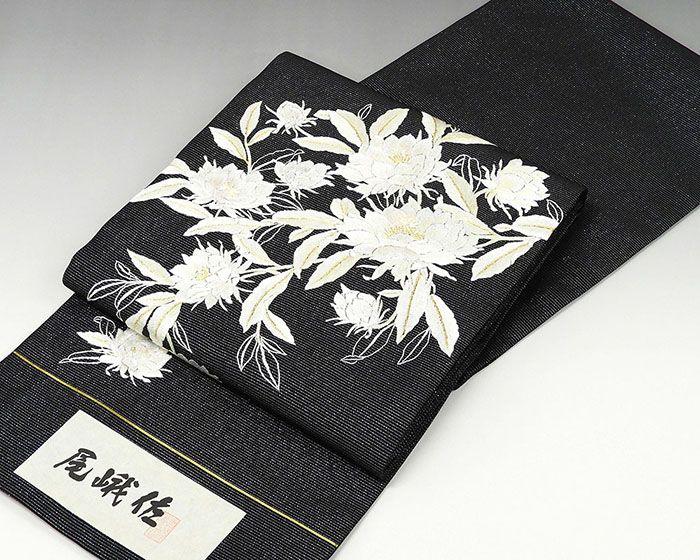 袋帯 新品 正絹 尾峨佐染繍 月下美人模様 袋帯 新品 未仕立 g1422